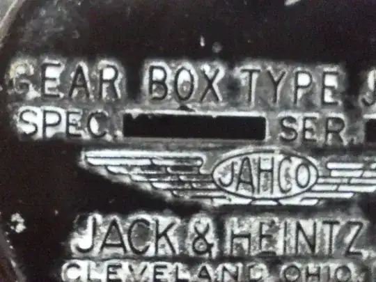 A Gear box plate without SPEC and SER numbers