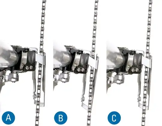 front derailleur rotational angle adjustment