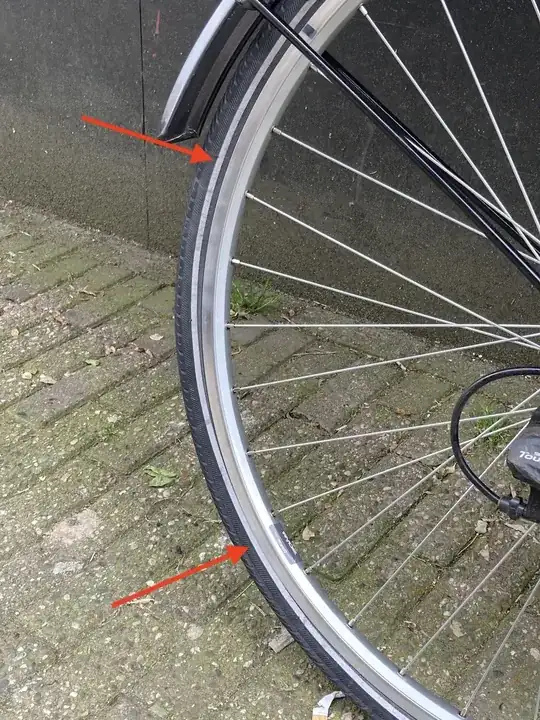 Tyre with misalignment highlighted