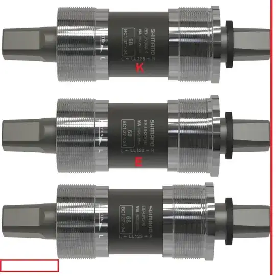 Pictures from Shimano's product page lined up (all are 123mm axle)