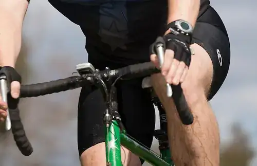 Hands on hoods while biking