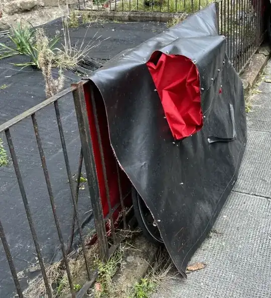 a bike hidden by a tarpaulin cover