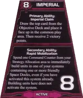 Draw the top card from the Objective Deck and place it face up in the common play area. Then receive 2 victory points.