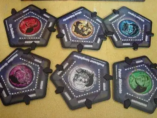 all six character pentagrams with clips attached