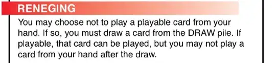 Snippet on "reneging" from a PDF of Uno's Rules.