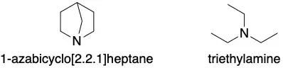 Structures of 1-azabicyclo[2.2.1]heptane and triethylamine