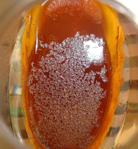 Surface of filtered solution after a few days