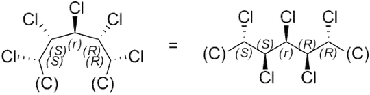 Configuration of the pseudoasymmetric stereogenic unit