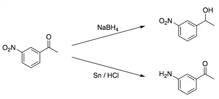 Chemoselective reduction of 3'-nitroacetophenone