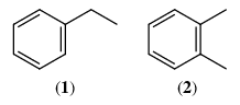 1: ethylbenzene; 2: 1,2‐xylene