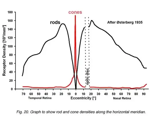 photoreceptor densities