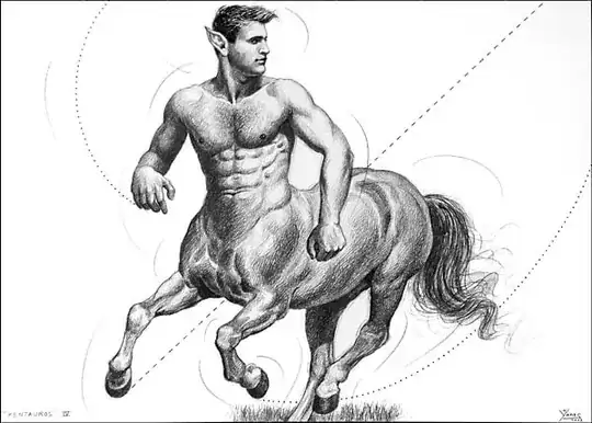 A man with a lower horse body