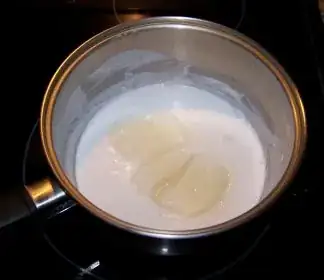 Coconut milk with bloomed gelatin