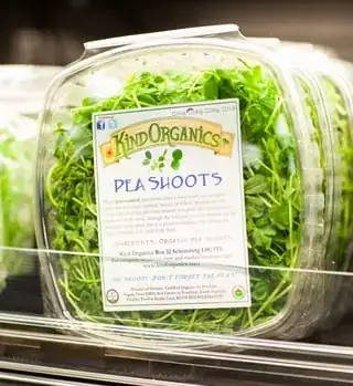 Kind Organics pea shoots