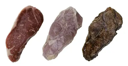 Raw, post sous vide, post sear