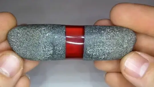 Result of stone glued to stone using epoxy resin