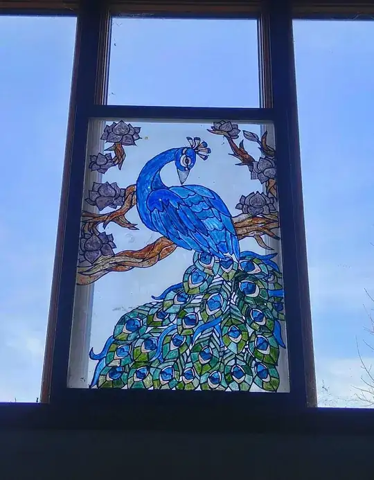 Painted Peacock on recycled window