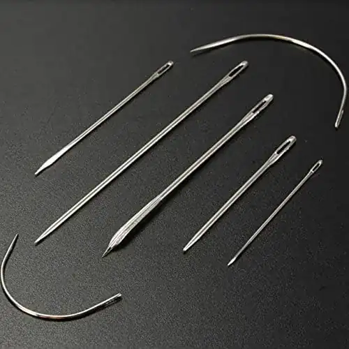 Sewing Needle Set - 7 Pieces Hand Repair Upholstery Glover Sail Carpet Leather Curved Canvas Sewing Needles Tool