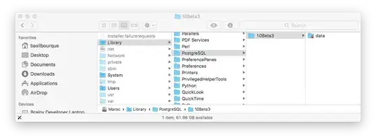 screen shot of the Finder with Postgres data folder selected