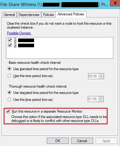 screenshot of file share witness in cluster manager