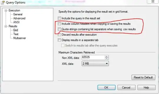 Query Options dialog