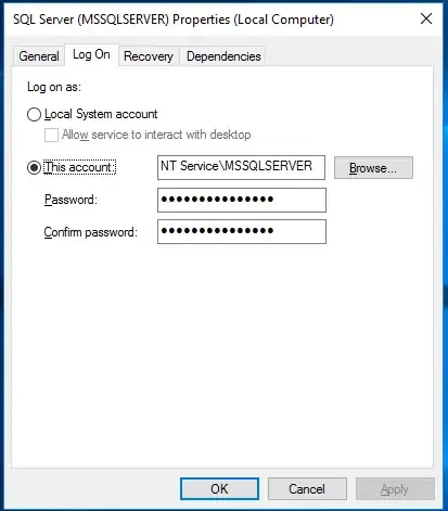 sql server service user