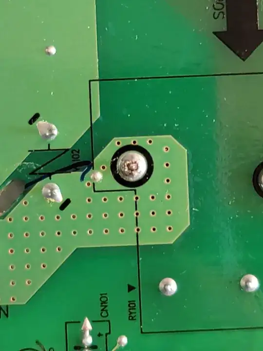 Blown Solder joint backside of board