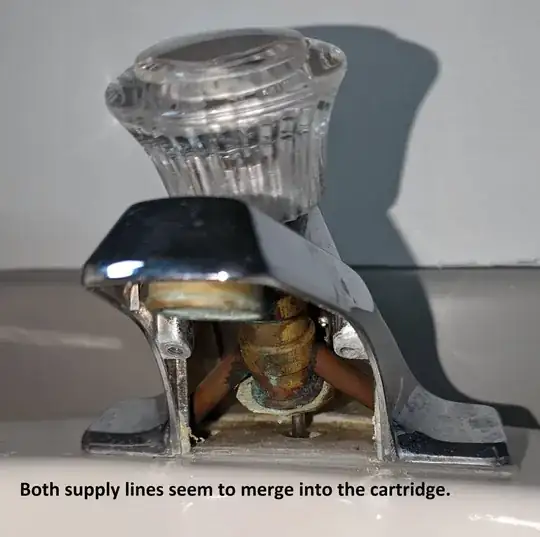 under side of faucet with trim piece removed