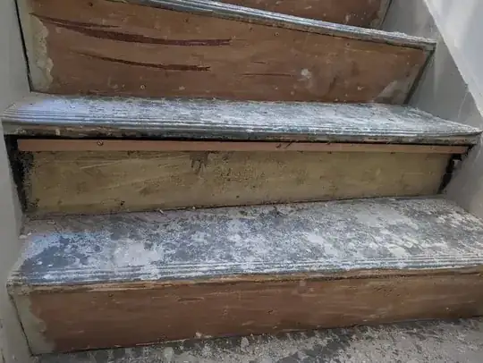 Plywood on front of stair under vinyl