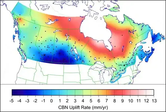 Isostatic rebound rate in Canada