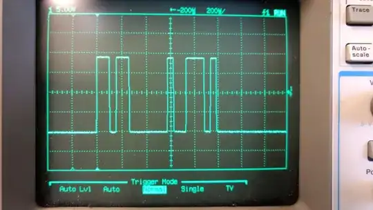 Screenshot (literally) from the oscilloscope