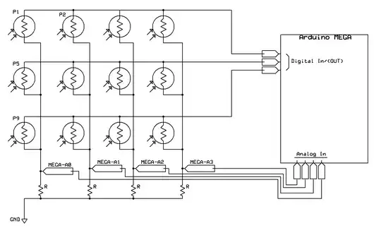 Schematic with a LDR matrix