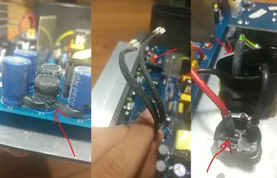 spots marked with red arrow