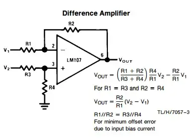 difference amplifier equation