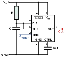 wikipedia on the 555 monostable circuit