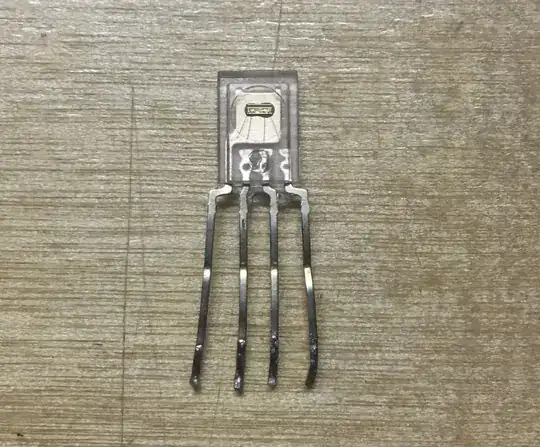 Here's a picture of the phototransistor removed from the photo interrupter housing.