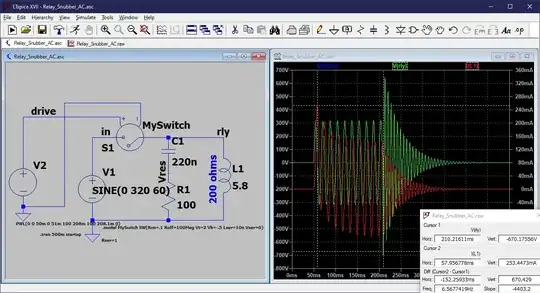 Relay Snubber AC simulation