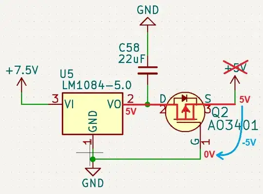 Circuit diagram annotated to show the circuit state after Vs has risen to 5V.