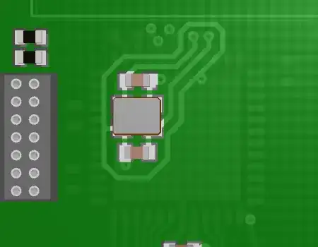 Rough sketch of 25MHz crystal layout