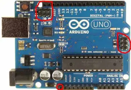 Arduino Board with circled pins