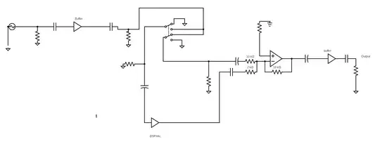 Image of the circuit all unlabeled resistors are on Meg ohm order of magnitude, caps are microfarad