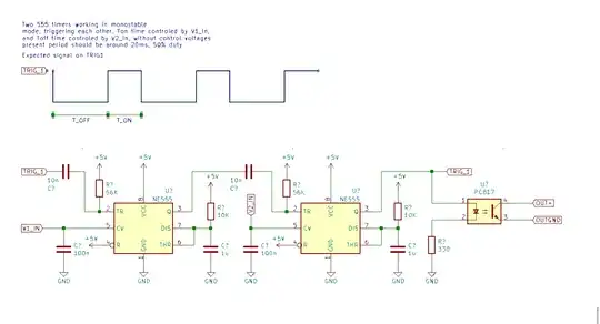 555 monostable triggering other 555 timer