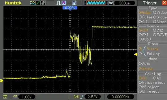 scope trace of button release showing bounce