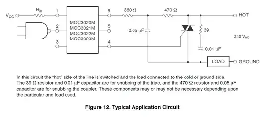 MOC3023 datasheet recommended schematic