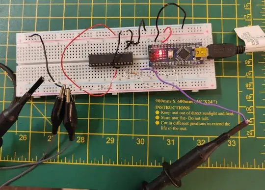 breadboard with Arduino Nano and MCP23017