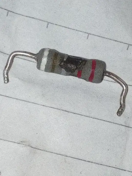 The same resistor with blown side