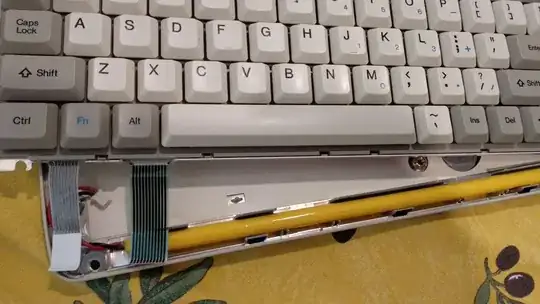 Keyboard exterior with cables showing