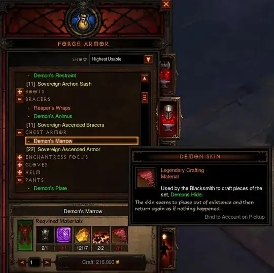 Screenshot of ingredient