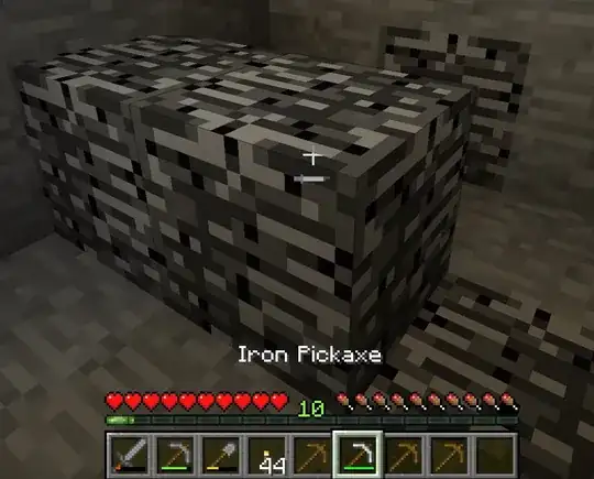 Screenshot of diamond ore - wont shift with iron pickaxe