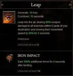 Leap runed with Iron Impact